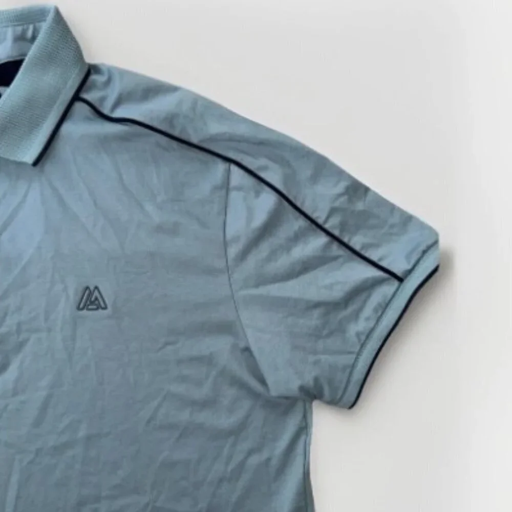 NEW Marc Asher Men’s Contrast Tipped Design Polo Shirt Blue Men's Size XL Golf